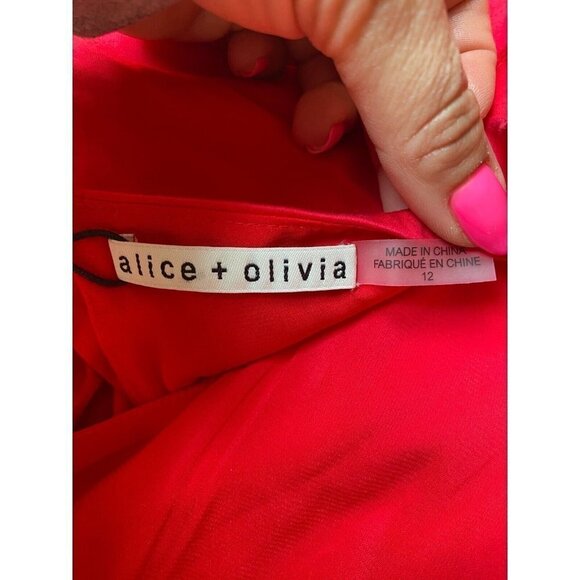 Alice + Olivia NEW womens red "Hartley" dress BNWT open back tiered midi - Picture 7 of 8